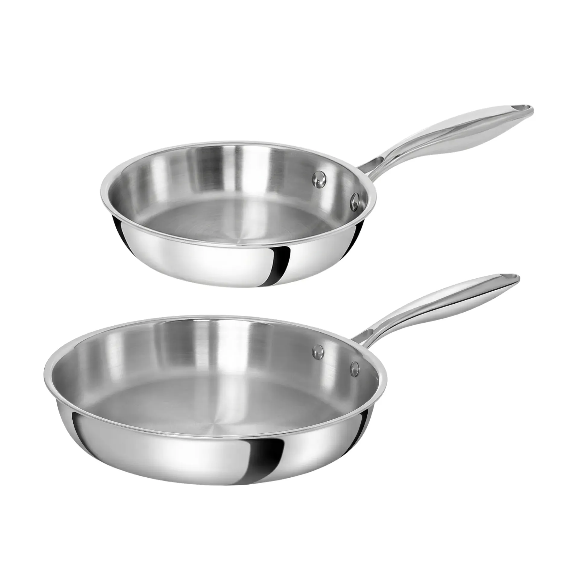 TeCuisine - Lot de 2 Poêle Inox 18/10 Triply – Cuisine Naturelle - 20cm - 28cm