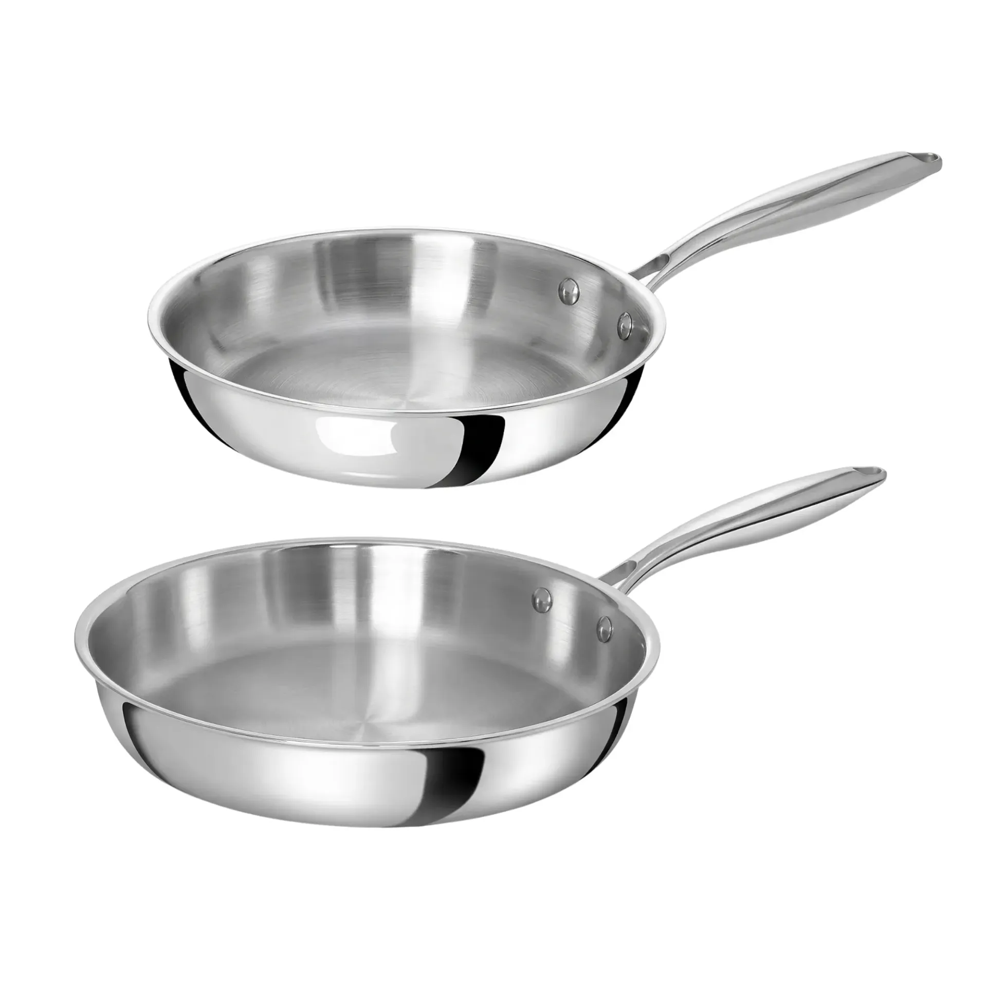 TeCuisine - Lot de 2 Poêle Inox 18/10 Triply – Cuisine Naturelle - 24cm - 28cm