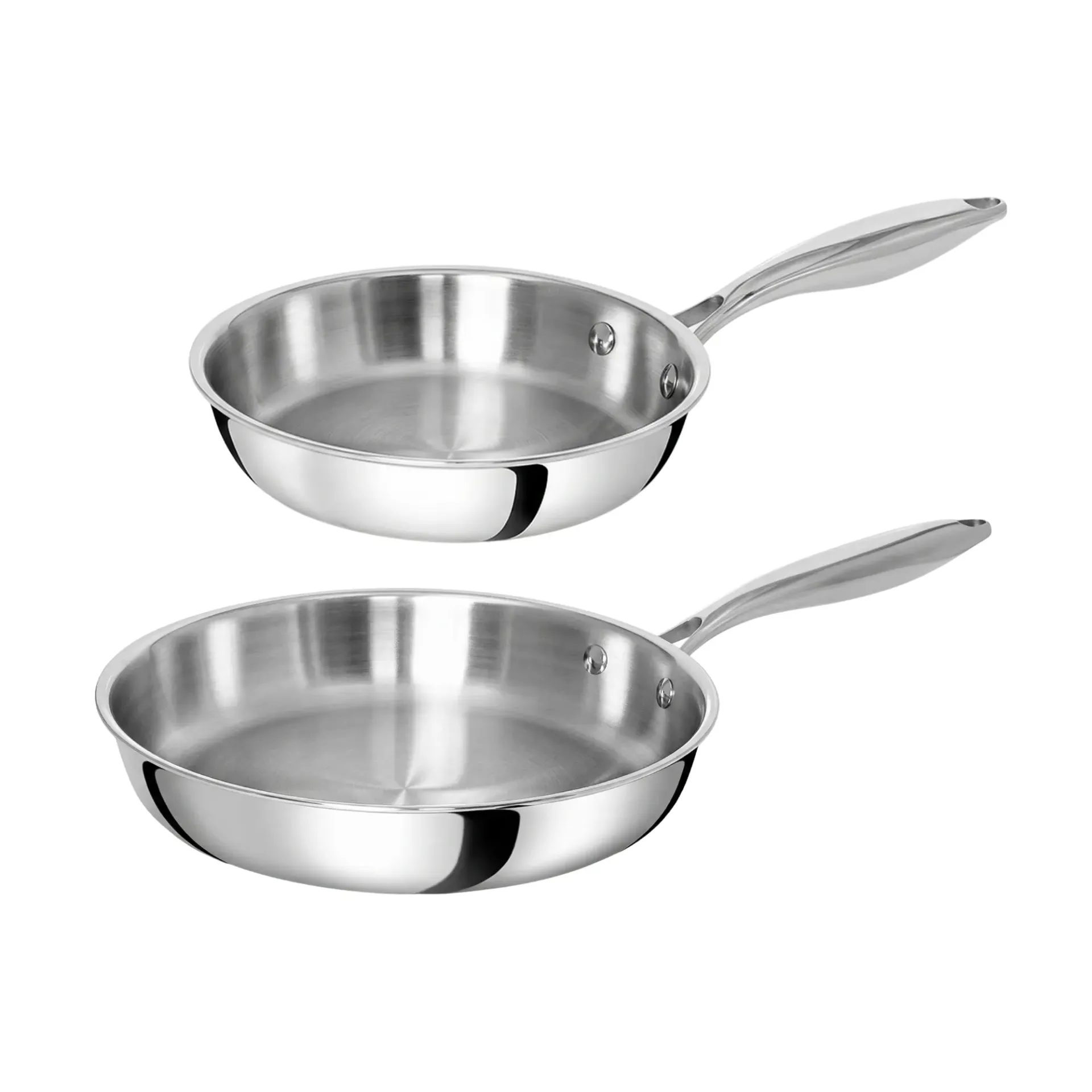 TeCuisine - Lot de 2 Poêle Inox 18/10 Triply – Cuisine Naturelle - 20cm - 26cm