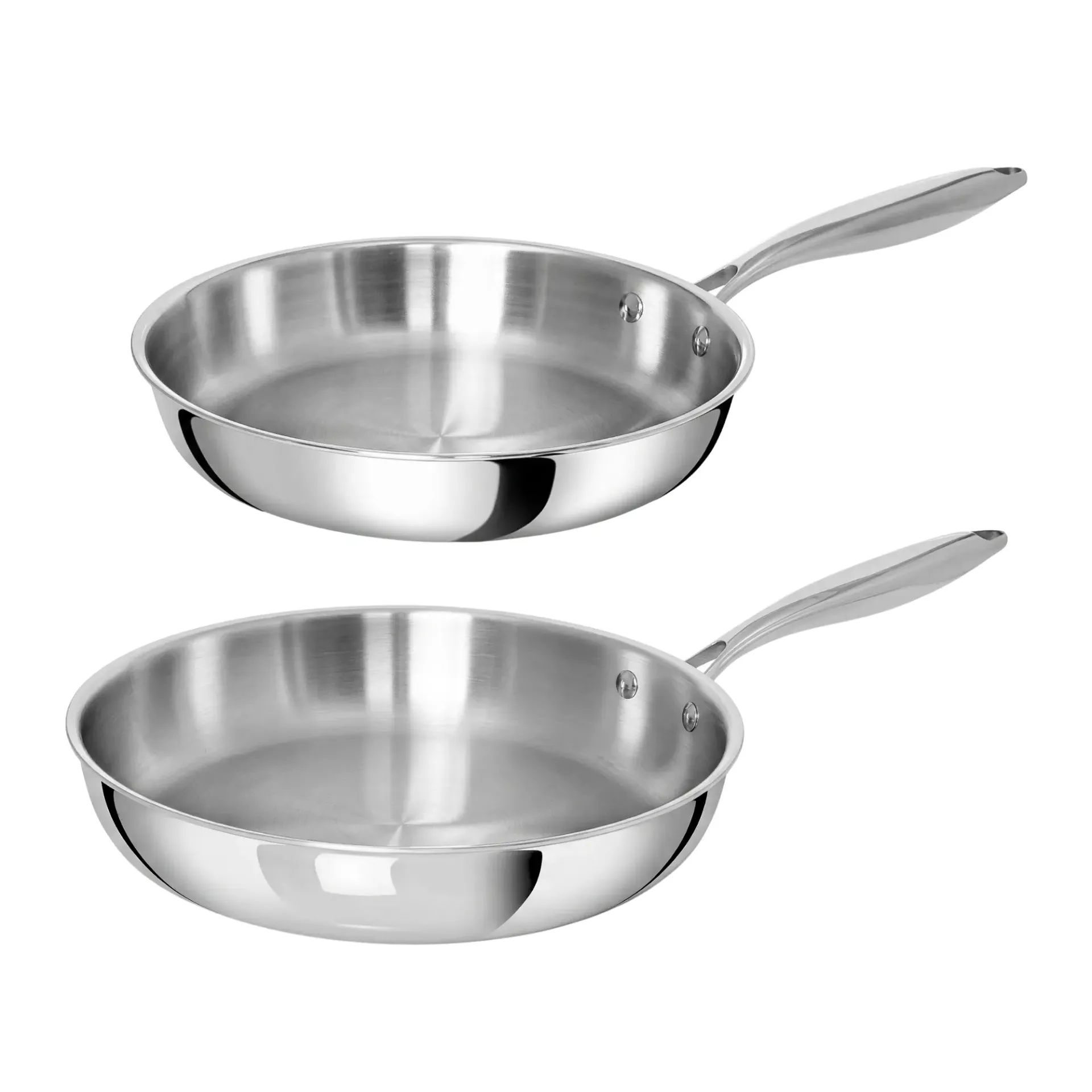 TeCuisine - Lot de 2 Poêle Inox 18/10 Triply – Cuisine Naturelle - 26cm - 30cm