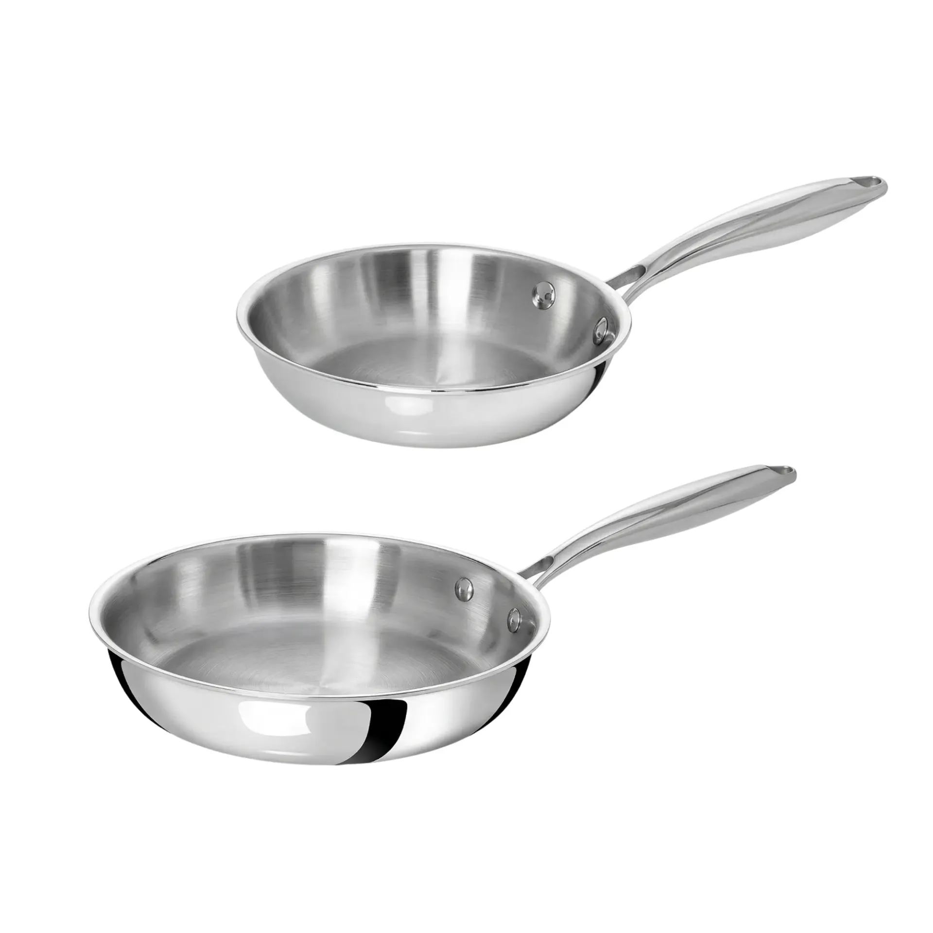TeCuisine - Lot de 2 Poêle Inox 18/10 Triply – Cuisine Naturelle - 18cm - 24cm