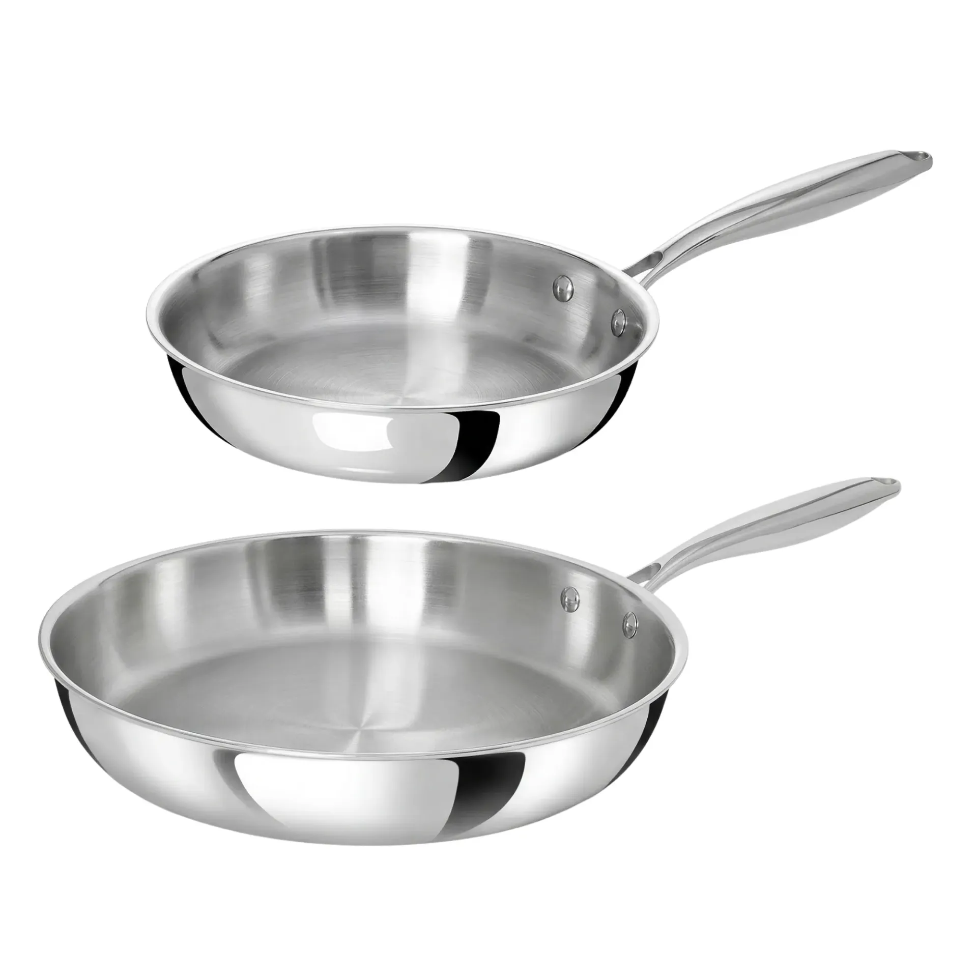 TeCuisine - Lot de 2 Poêle Inox 18/10 Triply – Cuisine Naturelle - 24cm - 32cm
