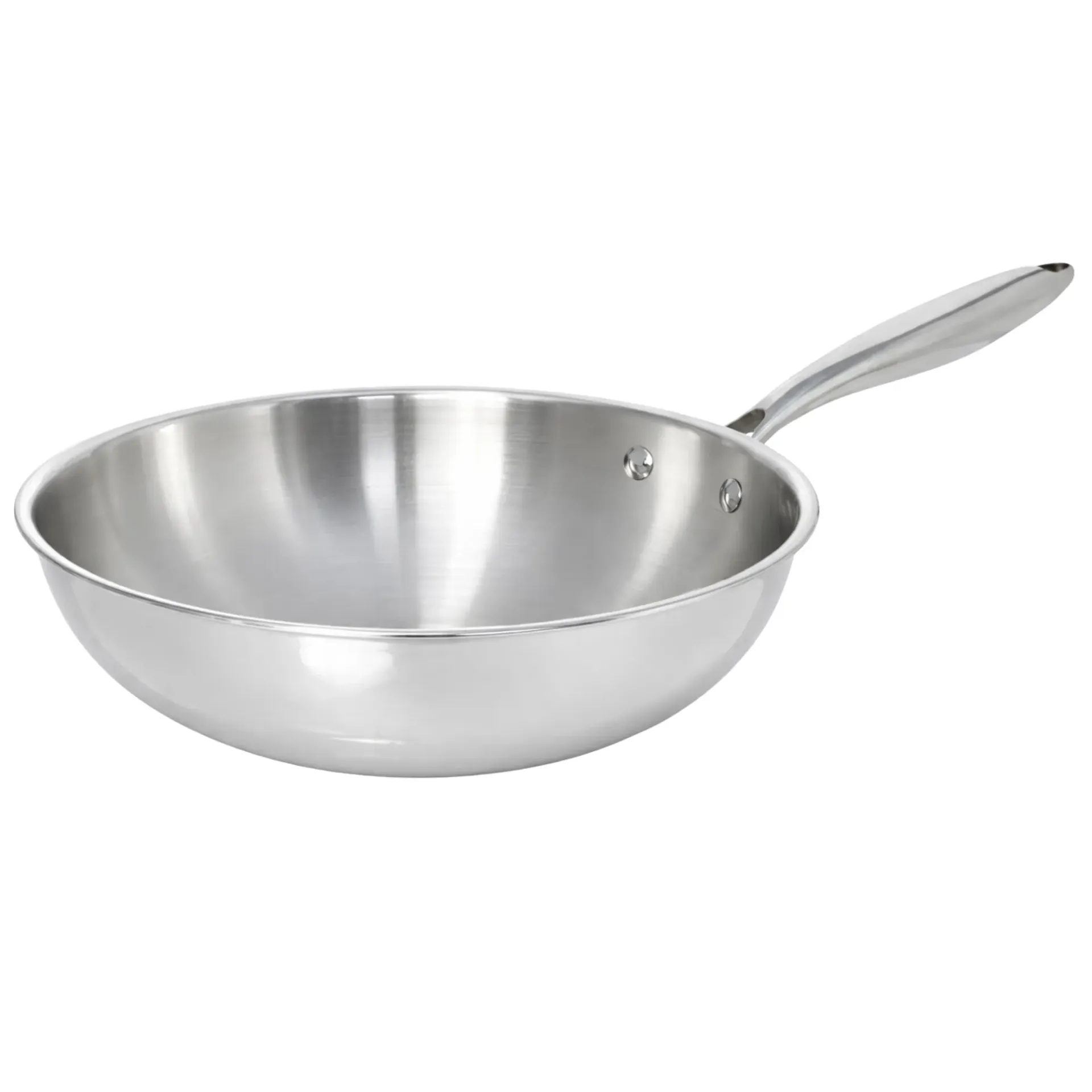 [WOK-INOX-1810-28-FBA] TeCuisine - Wok Inox 18/10 Triply – Cuisine Naturelle - 28 cm